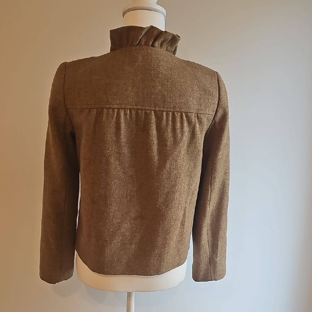 J. Crew Tan Ruffle Button Blazer - Picture 2 of 5